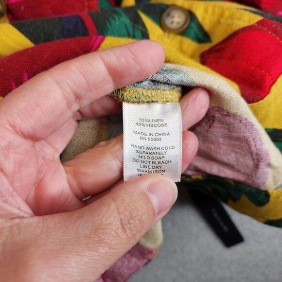 Tahari Jacket Womens 1X Yellow Pink Bright Floral Linen Resort Cruise Tropical - Picture 7 of 12